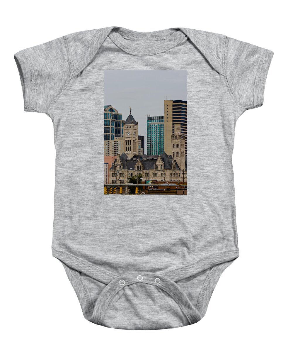 Castellated Baby Onesie featuring the photograph Union Station in Downtown Nashville by Ed Gleichman