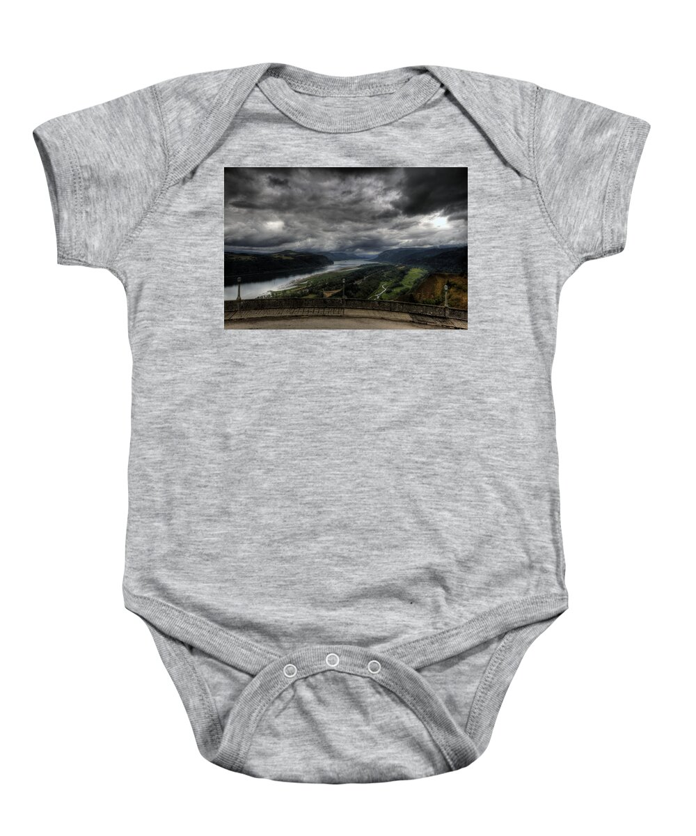 Hdr Baby Onesie featuring the photograph Vista House View by Brad Granger