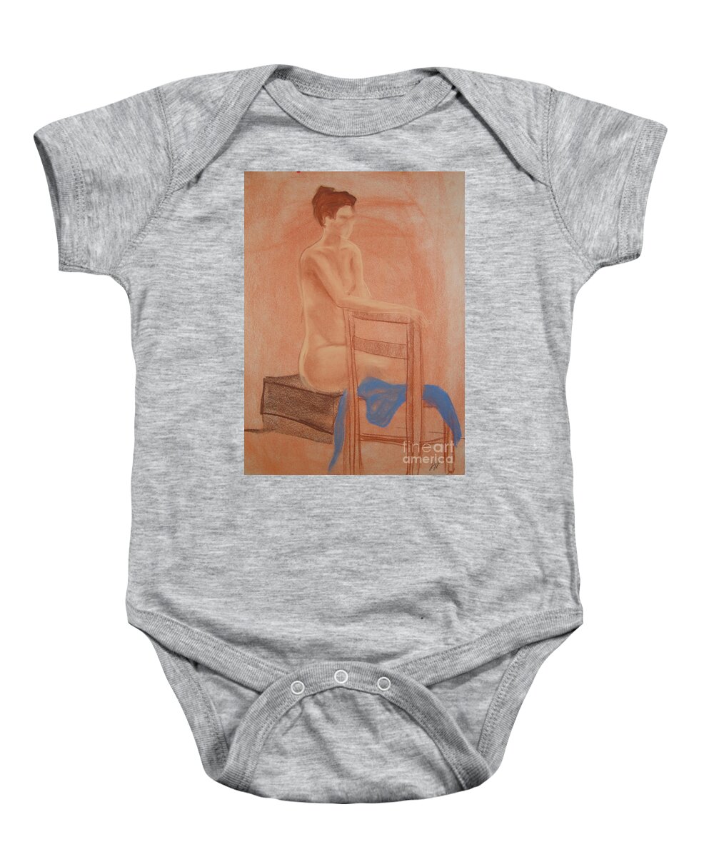 Impressionism Baby Onesie featuring the drawing Waiting Naturally by Lisa Lambert-Shank