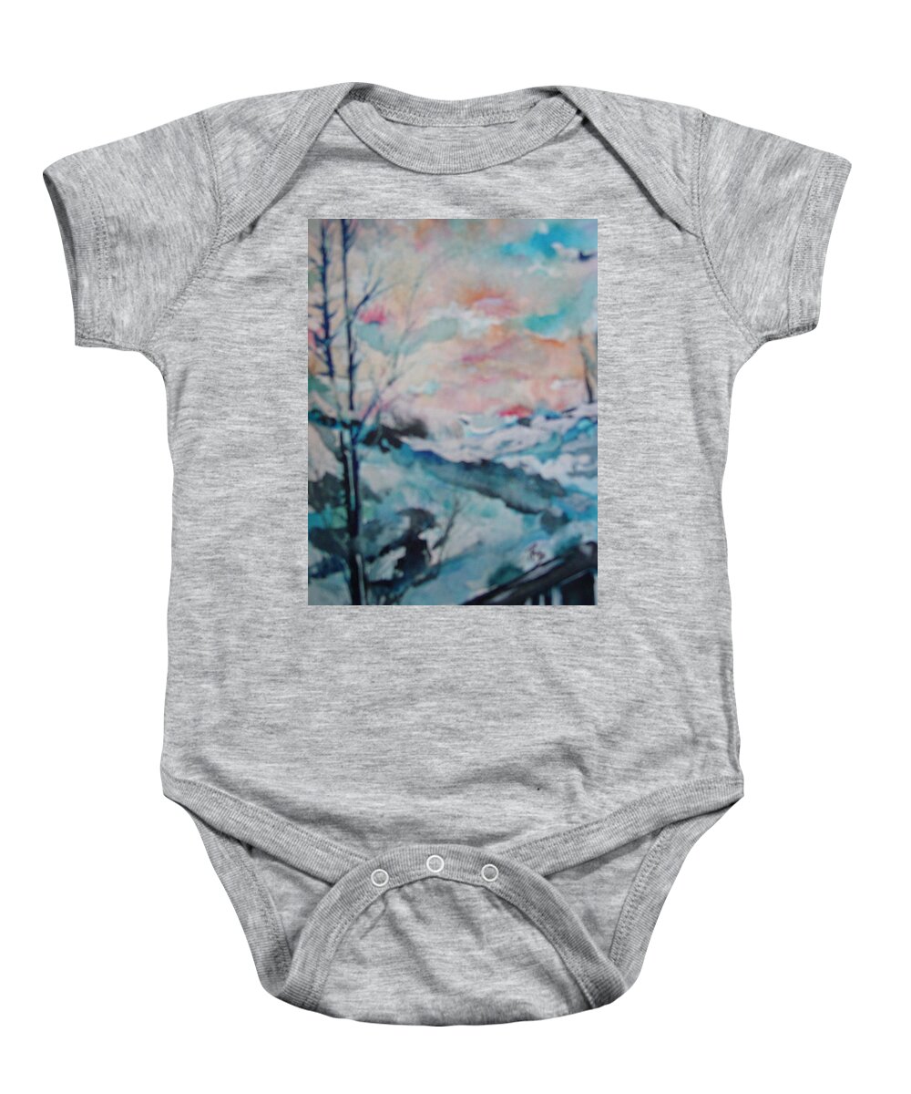 Winter Baby Onesie featuring the painting Winter in Colorado by Robin Miller-Bookhout