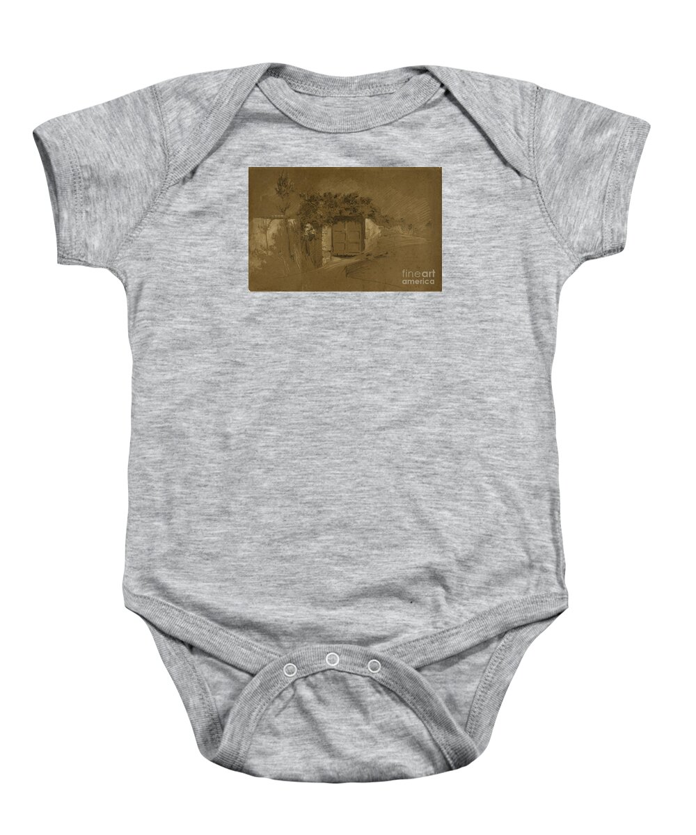 Ramon Marti Alsina Baby Onesie featuring the painting Door Wall by MotionAge Designs