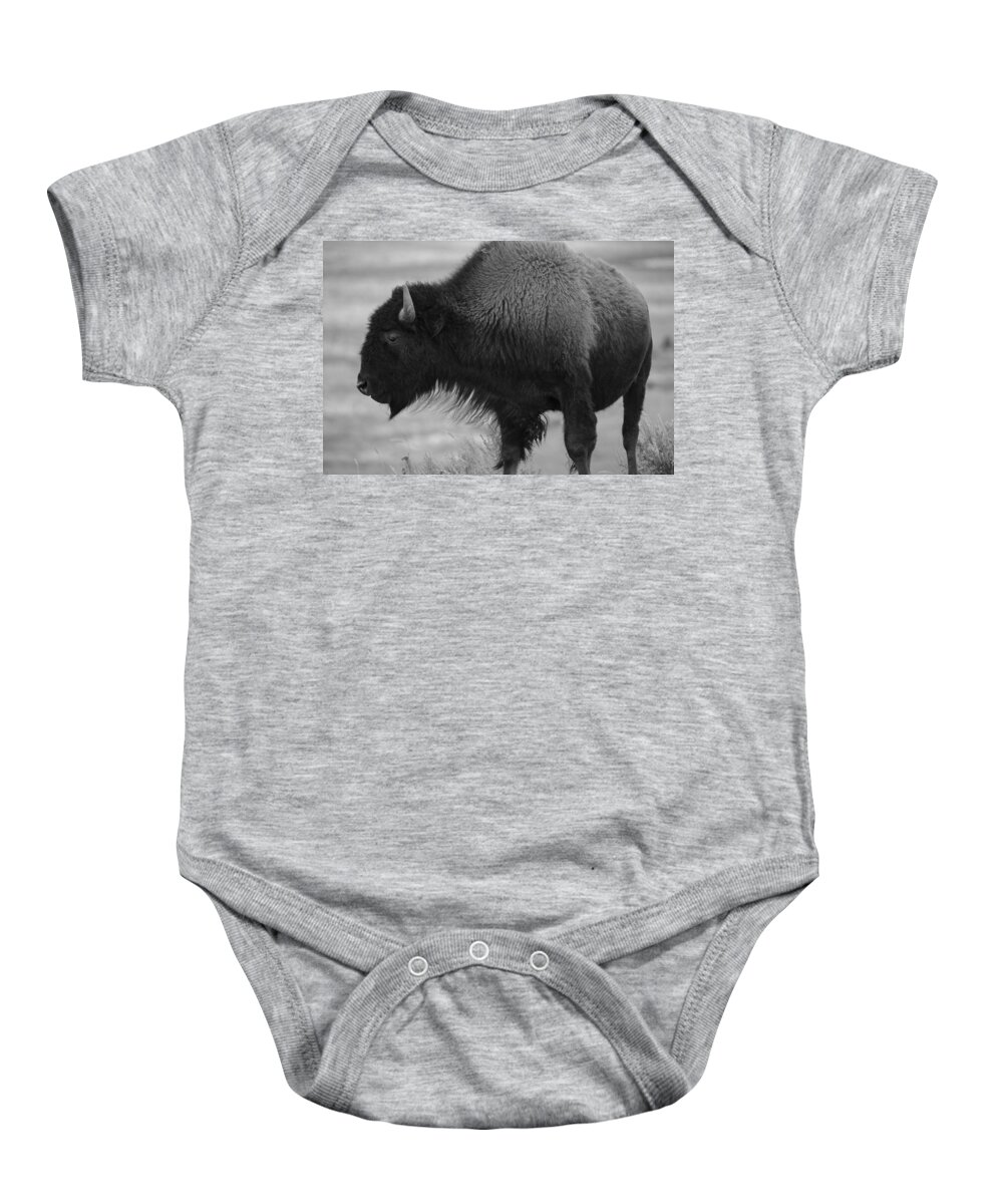 Baeuty In Beasts- Yellowstone Images- Yellowstone Wildlife- Bison In Ynp - Black And White Imagery- Prayers And Abundance- Sacred Animals. Baby Onesie featuring the photograph The Beauty of Yellowstone by Rae Ann M Garrett