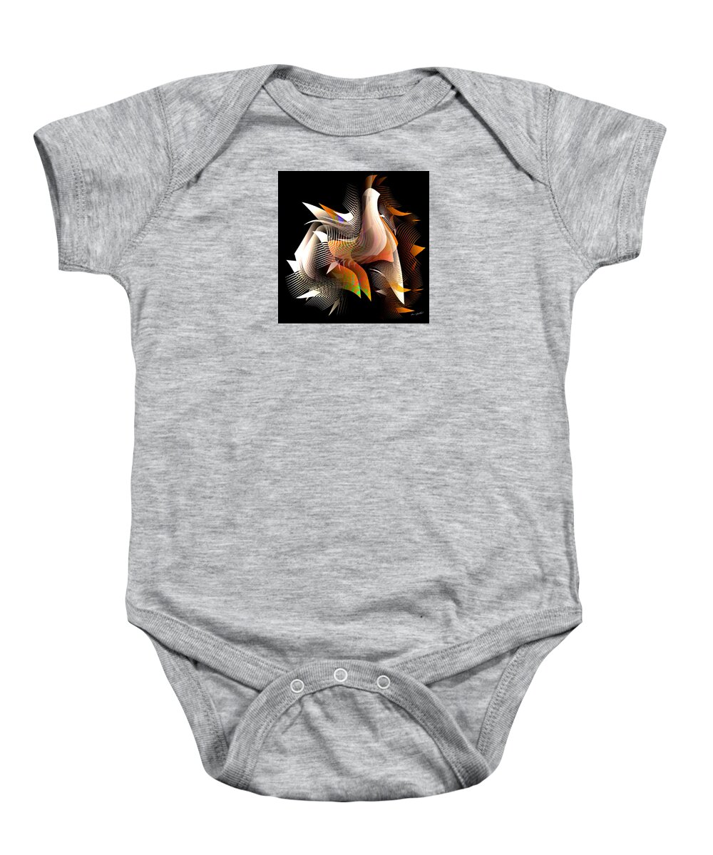 Abstract Art Baby Onesie featuring the digital art Abstract Peacock by Iris Gelbart
