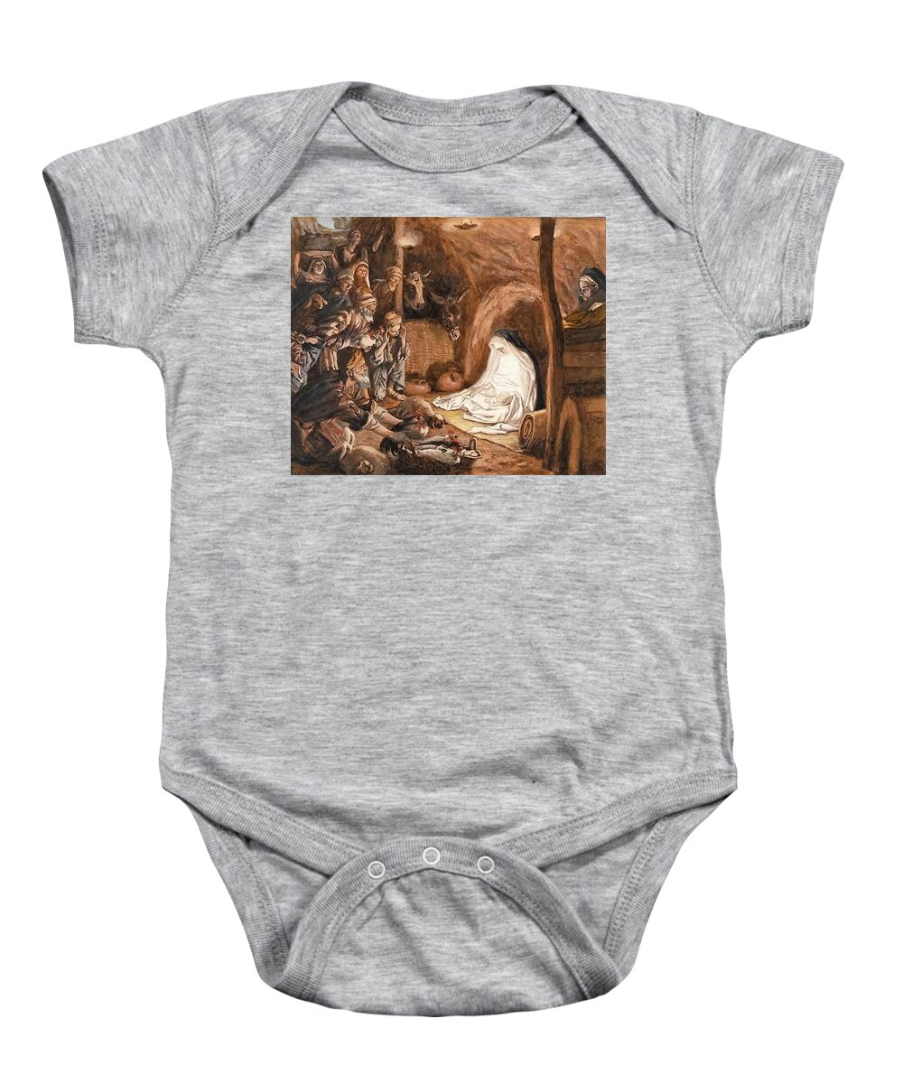 Christmas Baby Onesie featuring the painting Adoration of the Shepherds by Tissot
