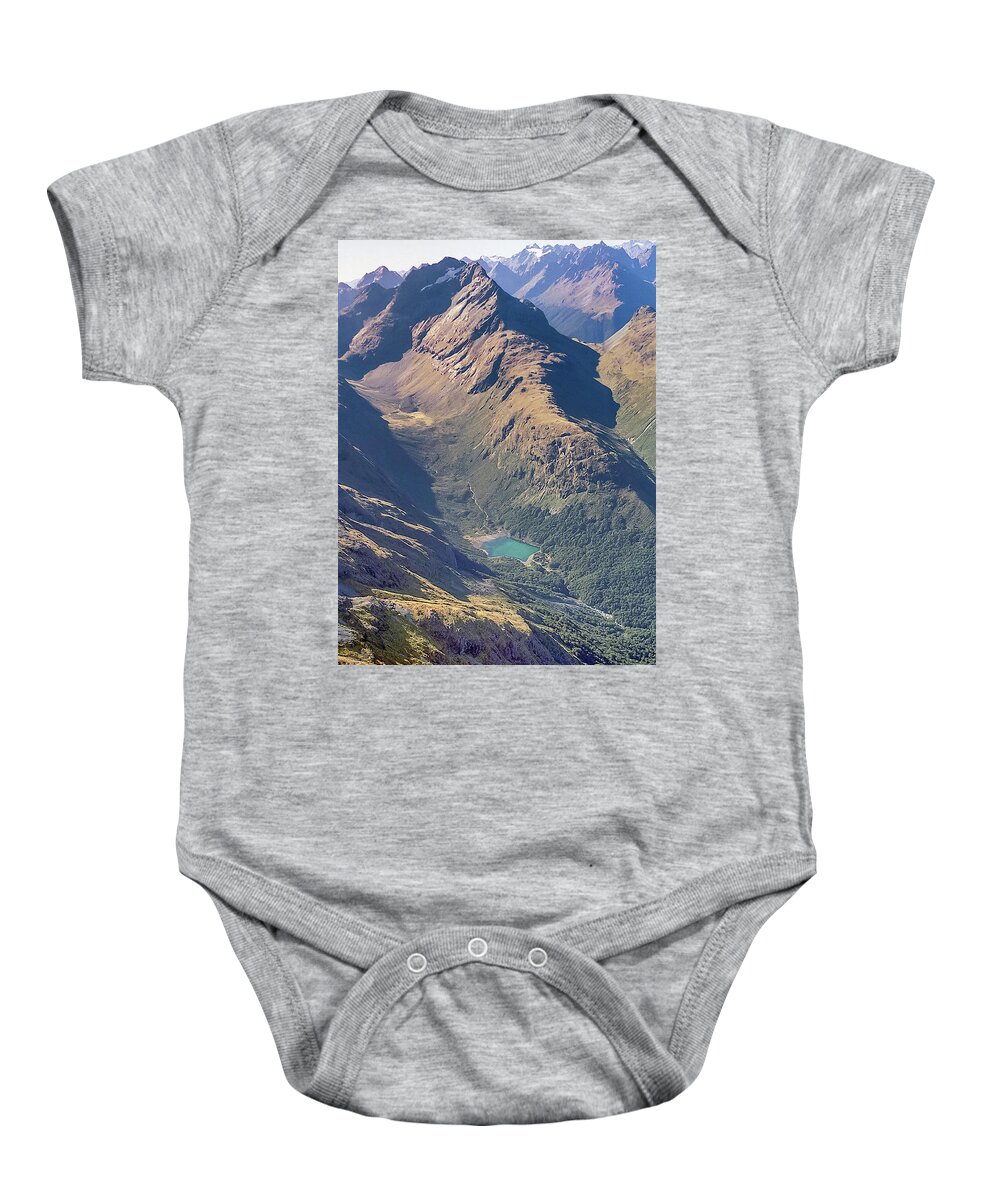 New Zealand Baby Onesie featuring the photograph Aerial View of Milford Track #1 by Alan Toepfer