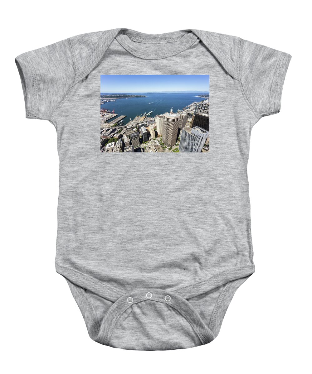 America Baby Onesie featuring the photograph Aerial view of Seattle skyline in USA #1 by Didier Marti
