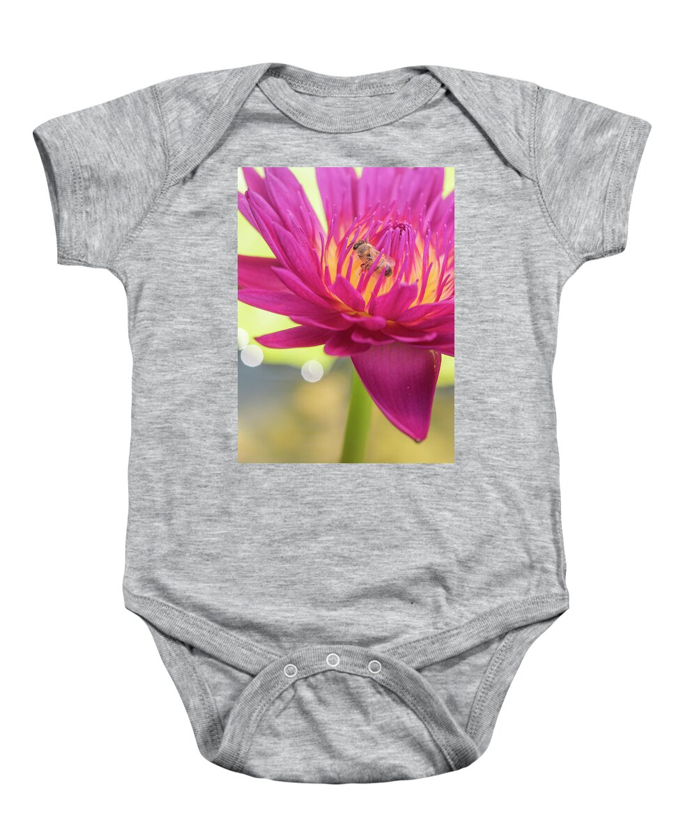 Lily Baby Onesie featuring the photograph Attraction. #1 by Usha Peddamatham