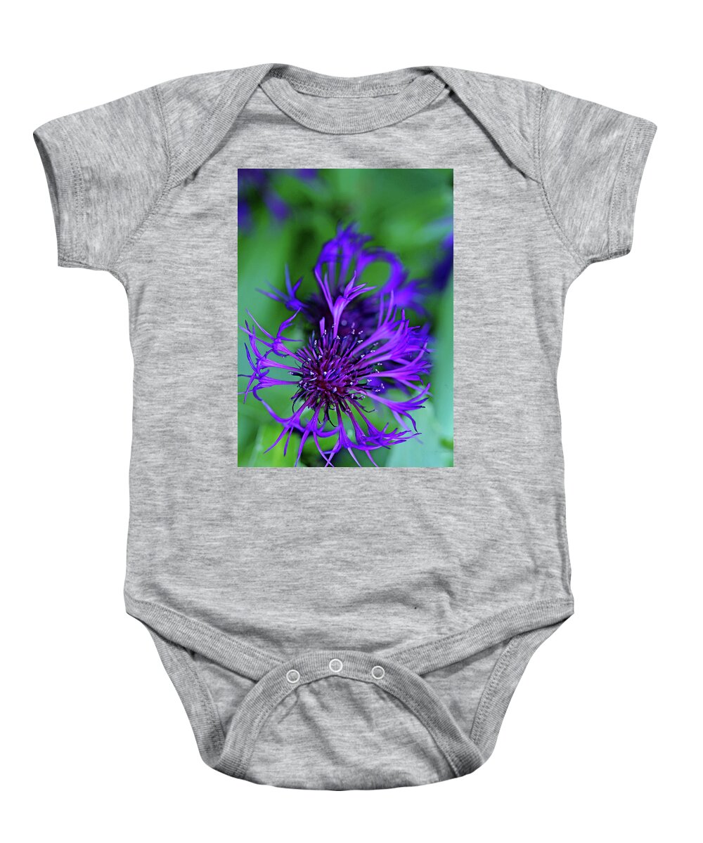 Cornflower Baby Onesie featuring the photograph Bachelor's Button #2 by Debbie Oppermann