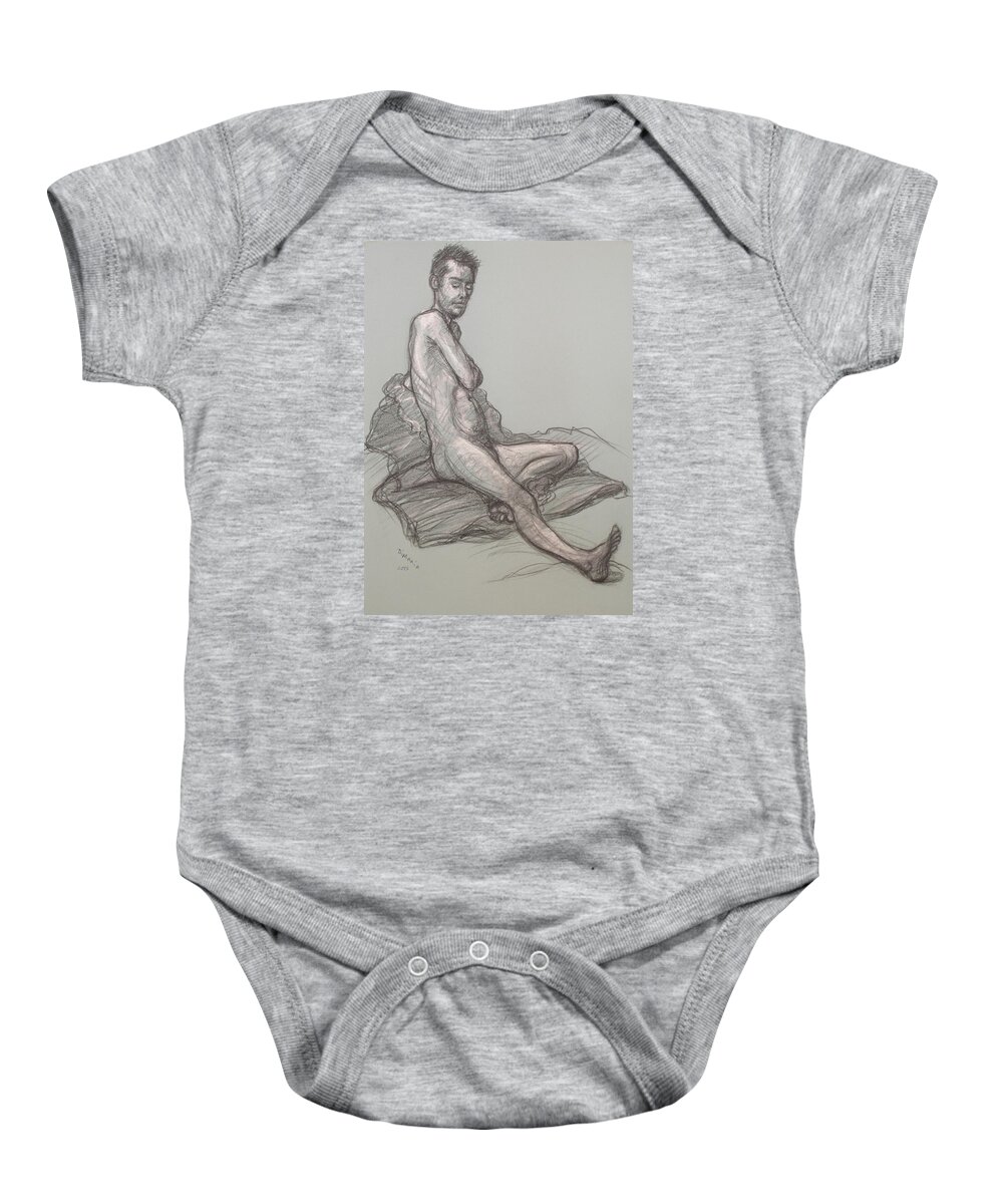Realism Baby Onesie featuring the drawing Bert Seated #1 by Donelli DiMaria