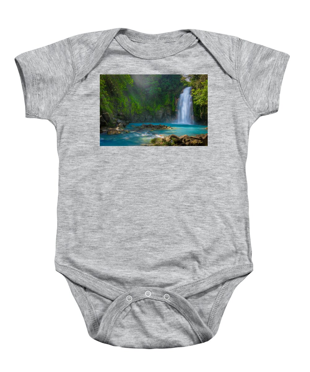 Flowing Baby Onesie featuring the photograph Blue Waterfall #1 by Rikk Flohr