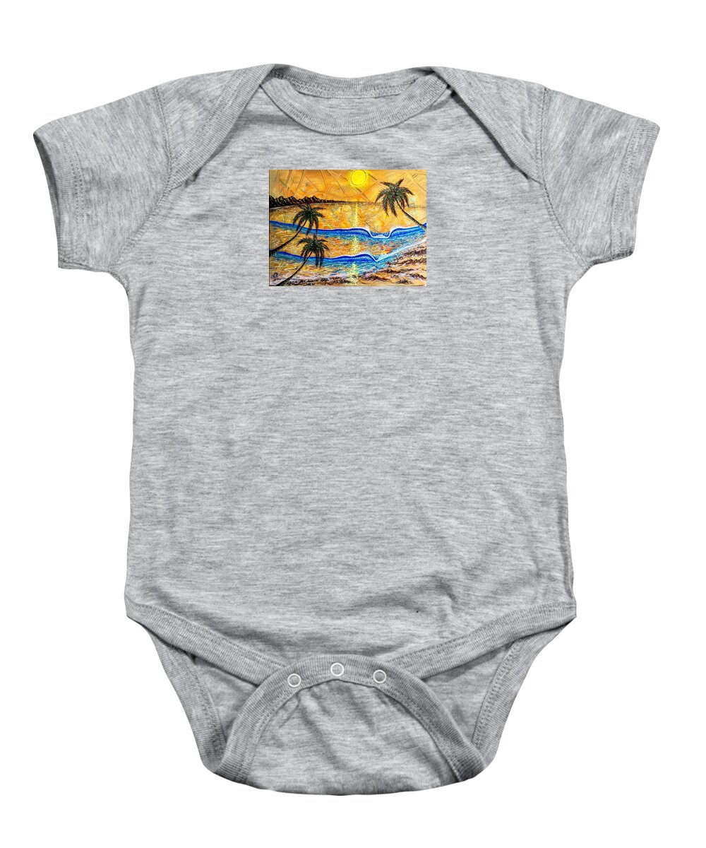 Sunset Baby Onesie featuring the painting Breathe in the moment #1 by Paul Carter