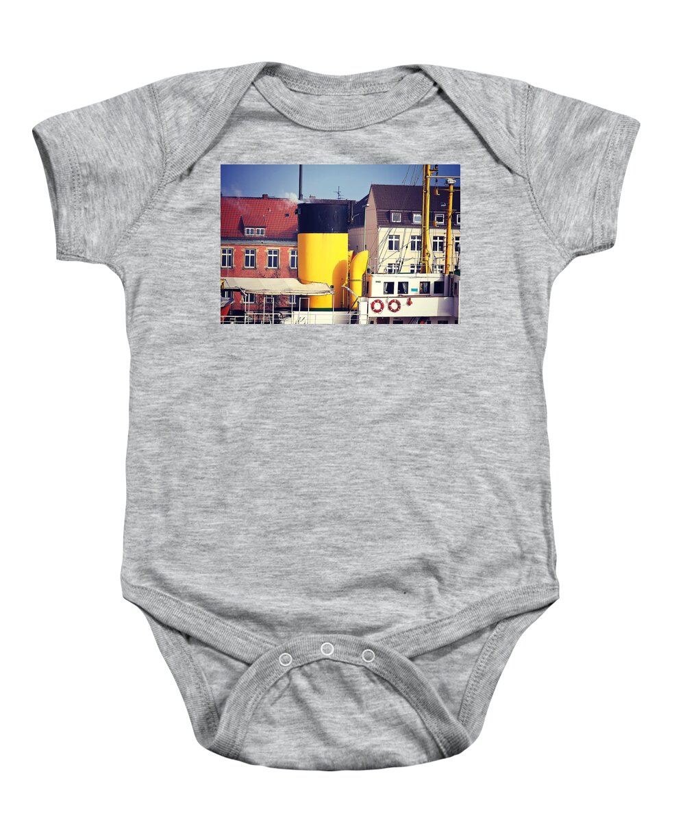 Houseboat Baby Onesie featuring the photograph Bremerhaven Harbor, Germany #2 by Tatiana Travelways