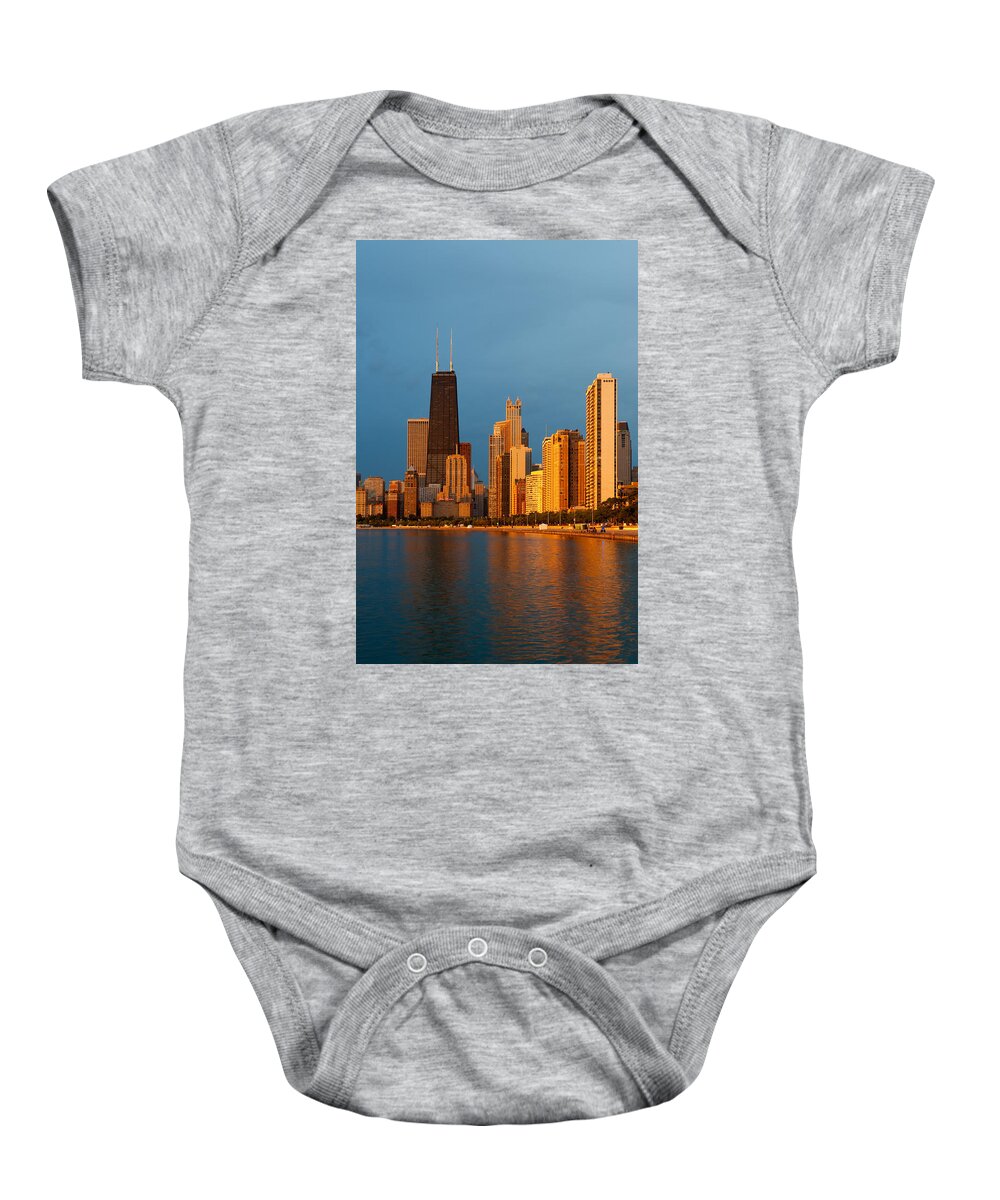 Chicago Baby Onesie featuring the photograph Chicago Skyline #1 by Sebastian Musial