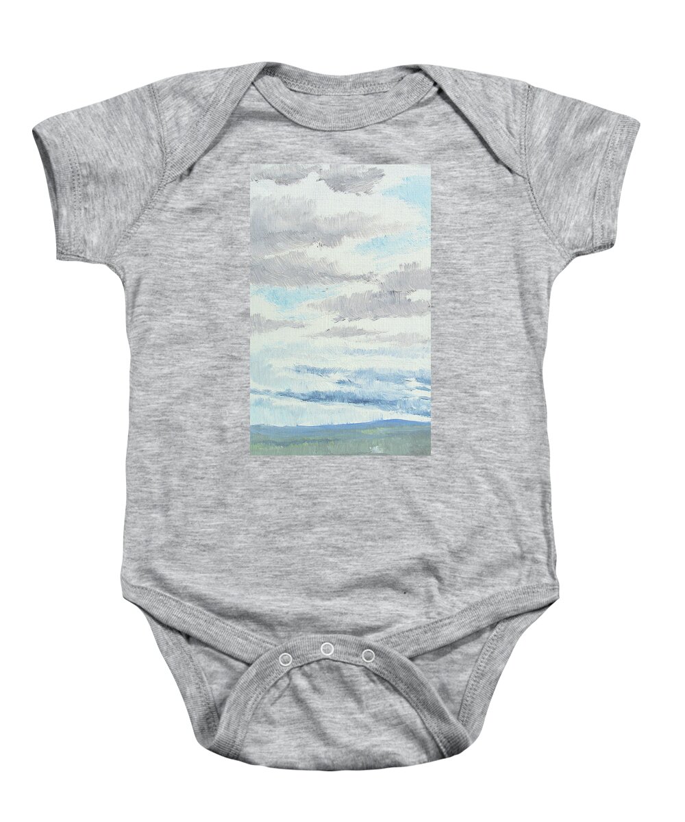 Landscape Baby Onesie featuring the painting dagrar over salenfjallen- Shifting daylight over mountain ridges, 9 of 12_0026_35x60 cm by Marica Ohlsson