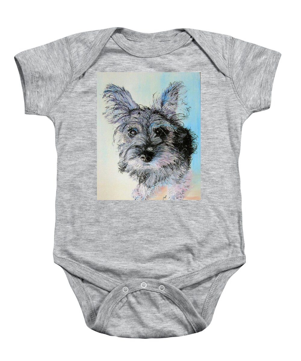 Cuddly Baby Onesie featuring the painting Doggie #2 by Maria Woithofer