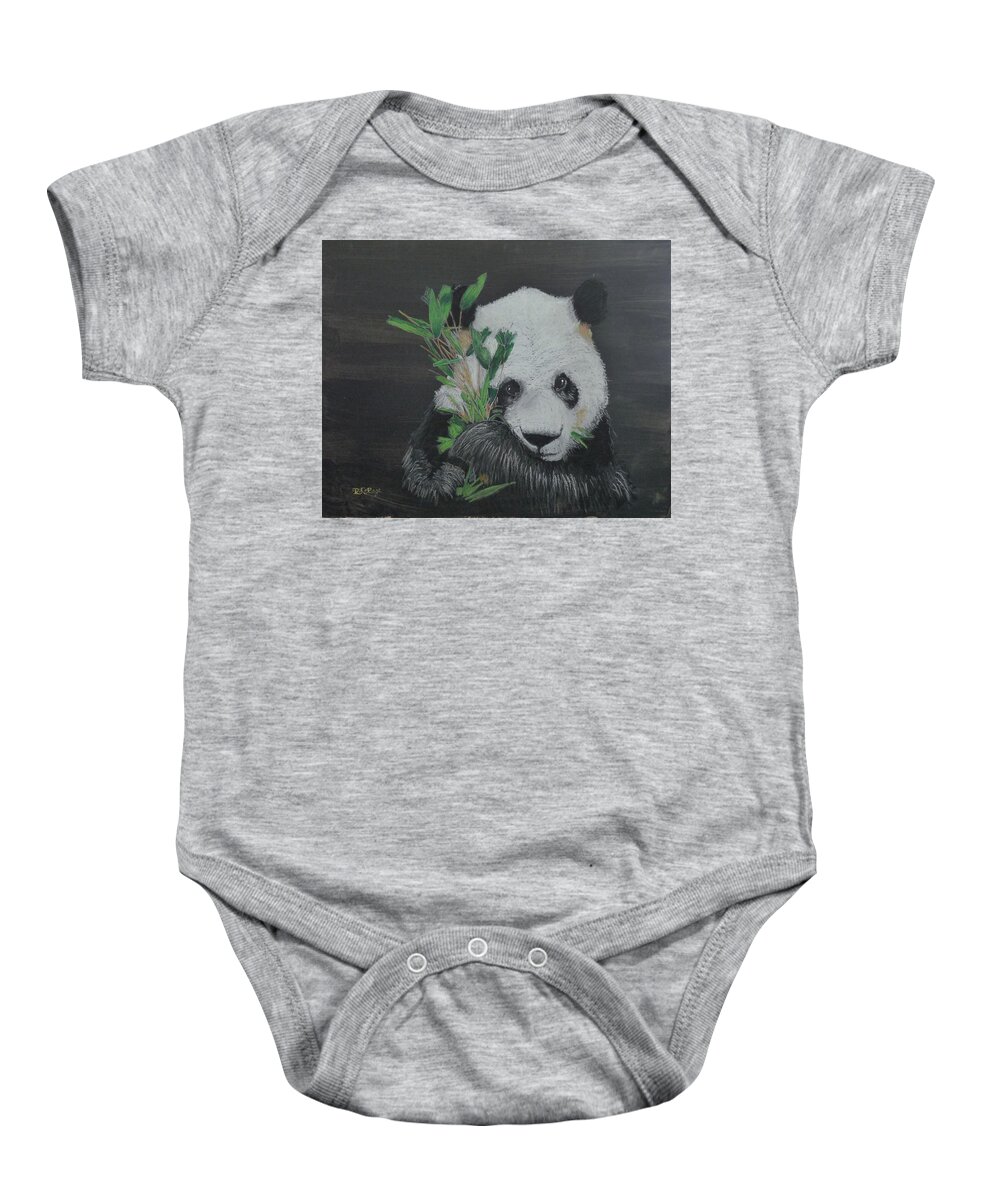 Panda Baby Onesie featuring the pastel Don't U Touch #1 by Richard Le Page