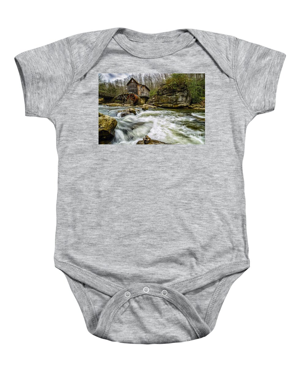 Babcock State Park Baby Onesie featuring the photograph Glade Creek Grist Mill #1 by Thomas R Fletcher