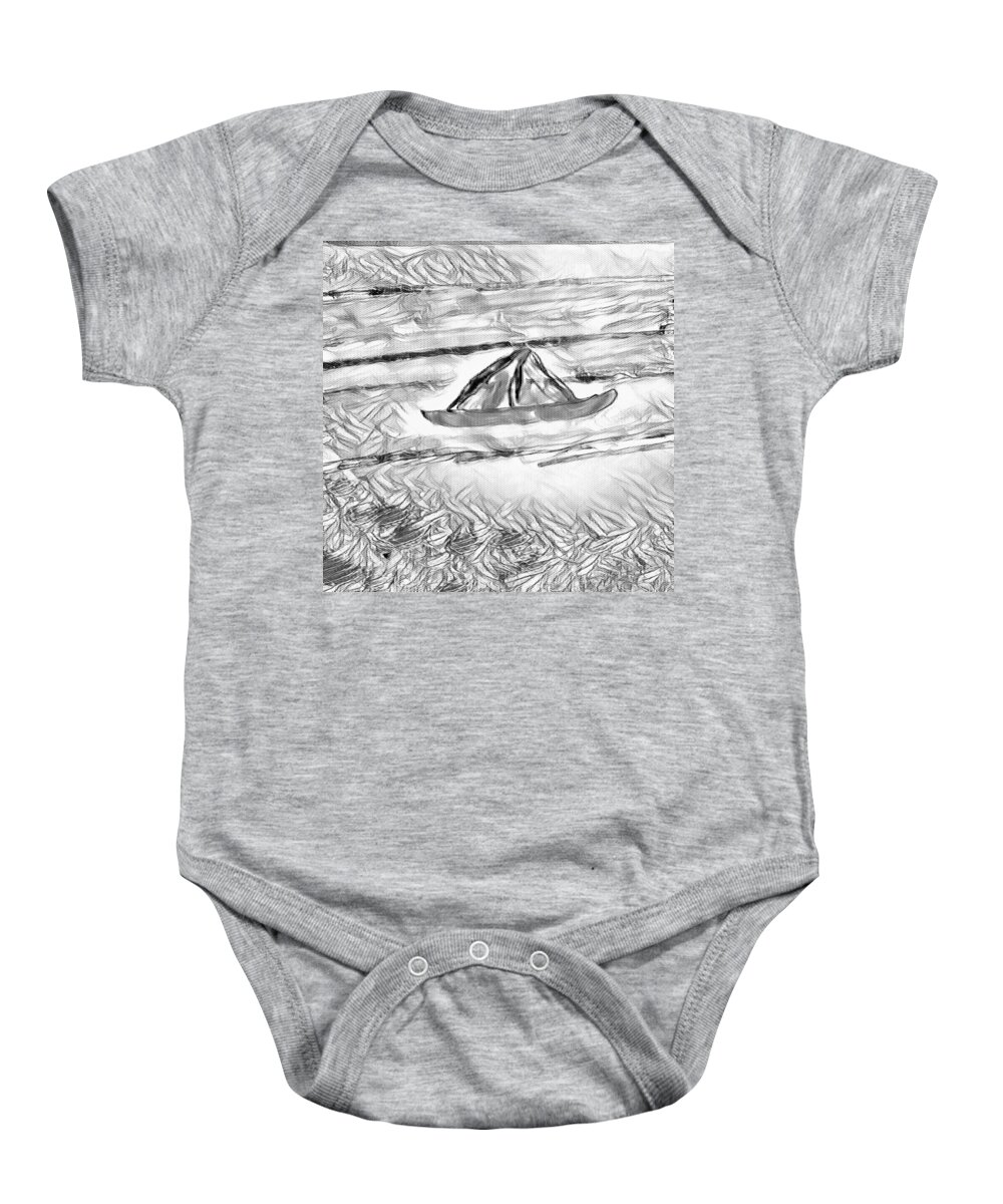 Grey Sea Grey Baby Onesie featuring the drawing Grey Sea Grey by Brenae Cochran