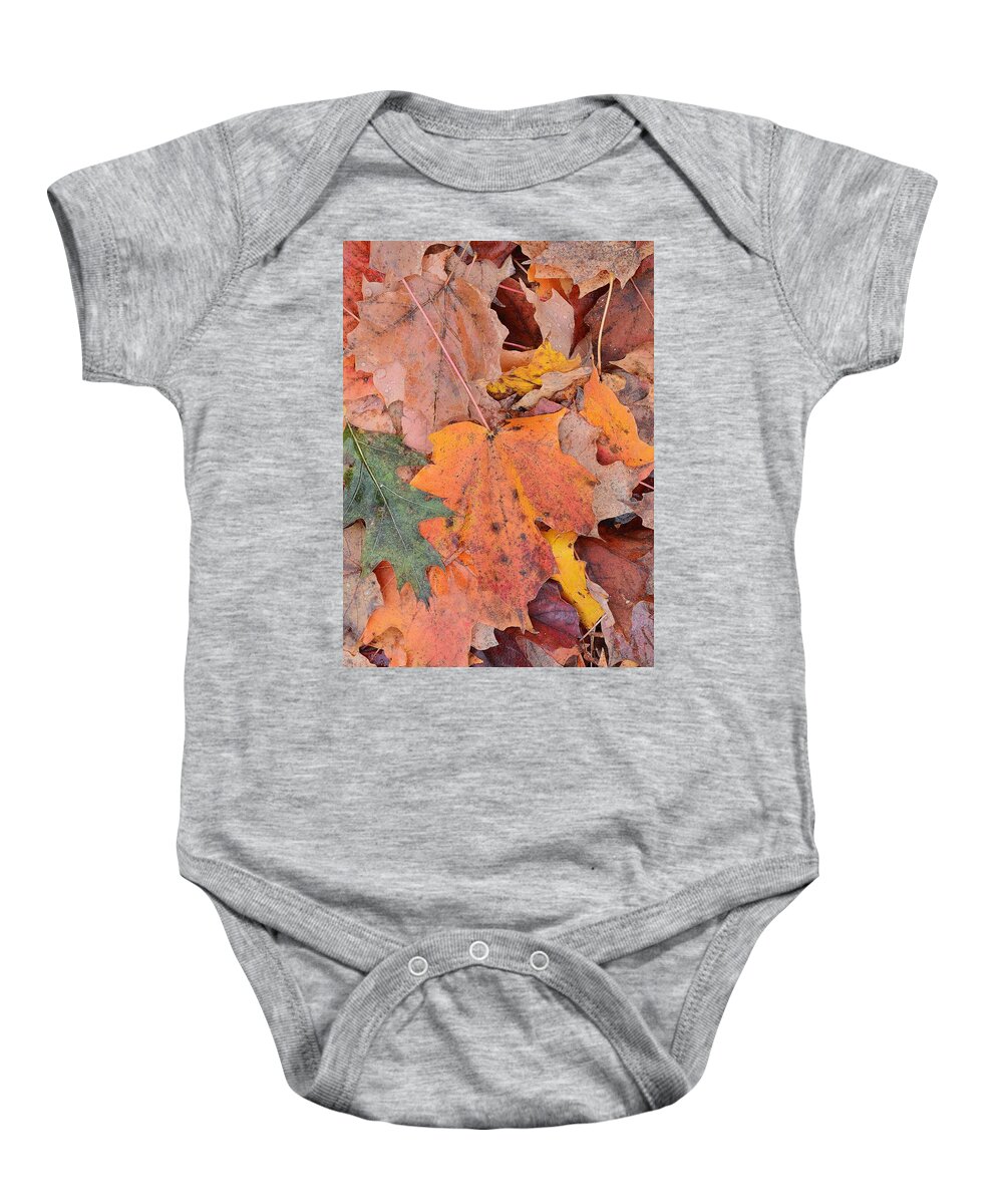 Abstract Baby Onesie featuring the digital art Leaves On The Ground Three #1 by Lyle Crump
