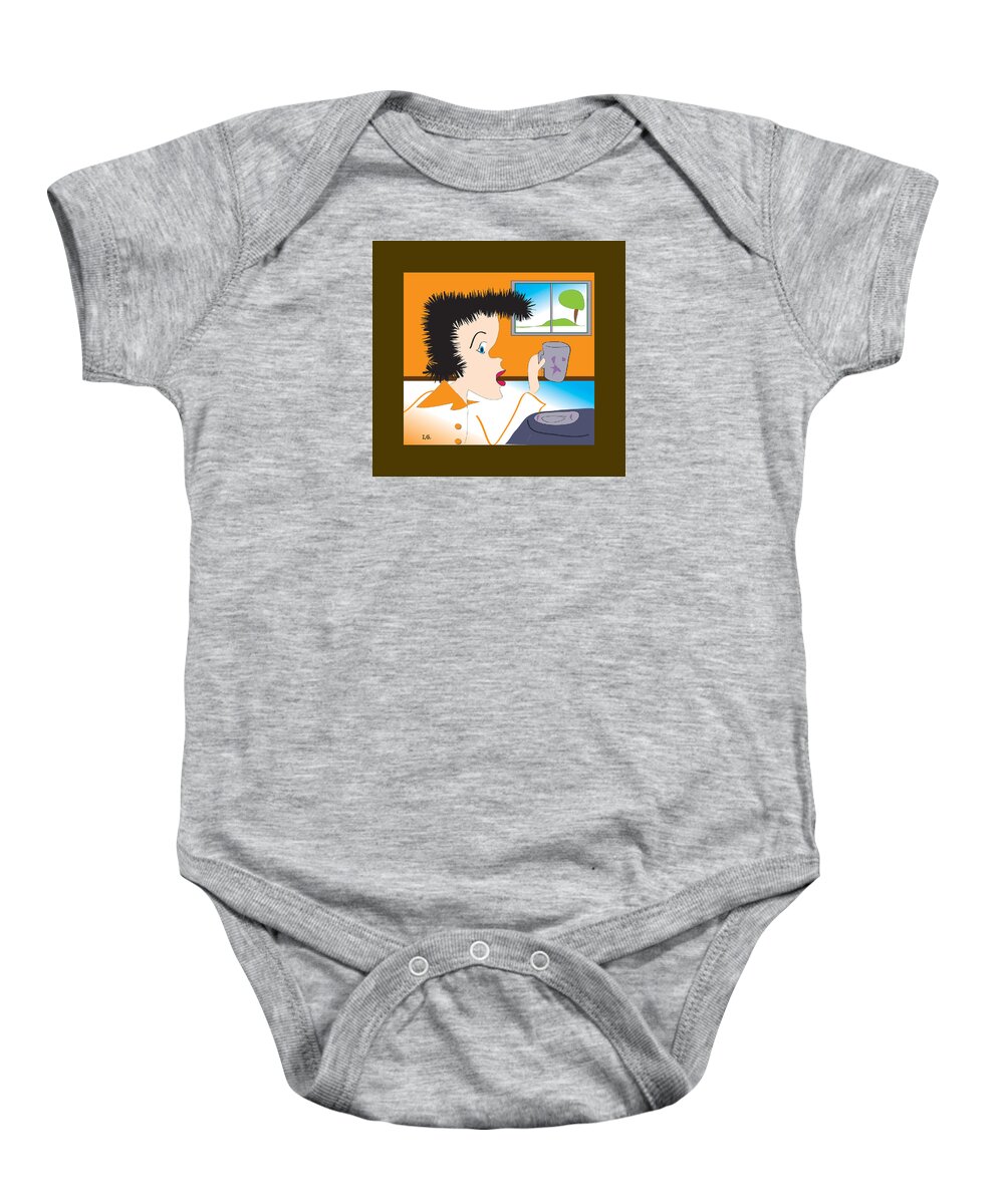 Illustration Baby Onesie featuring the digital art Lets have another cup of coffee #1 by Iris Gelbart