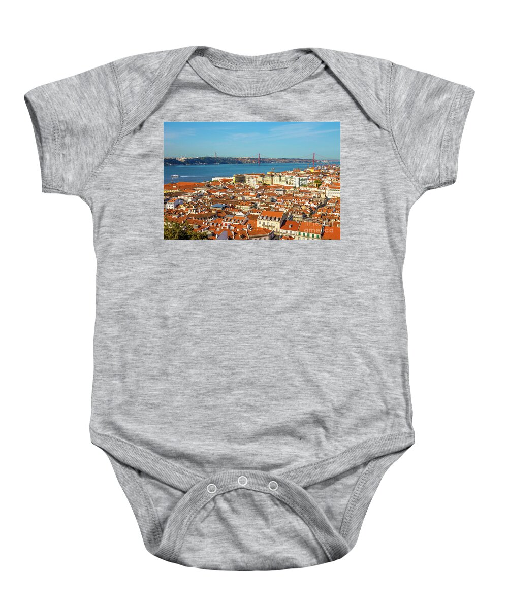Lisbon Baby Onesie featuring the photograph Lisbon skyline Portugal #1 by Benny Marty