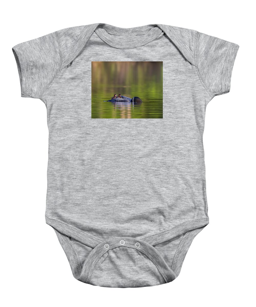 Common Loon Baby Onesie featuring the photograph Loon Chick Yawn by John Vose