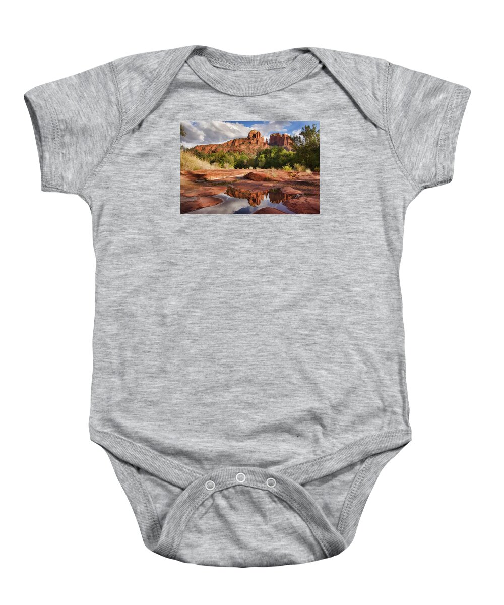 Cathedral Rock Baby Onesie featuring the photograph Nature's Cathedral #1 by Leda Robertson