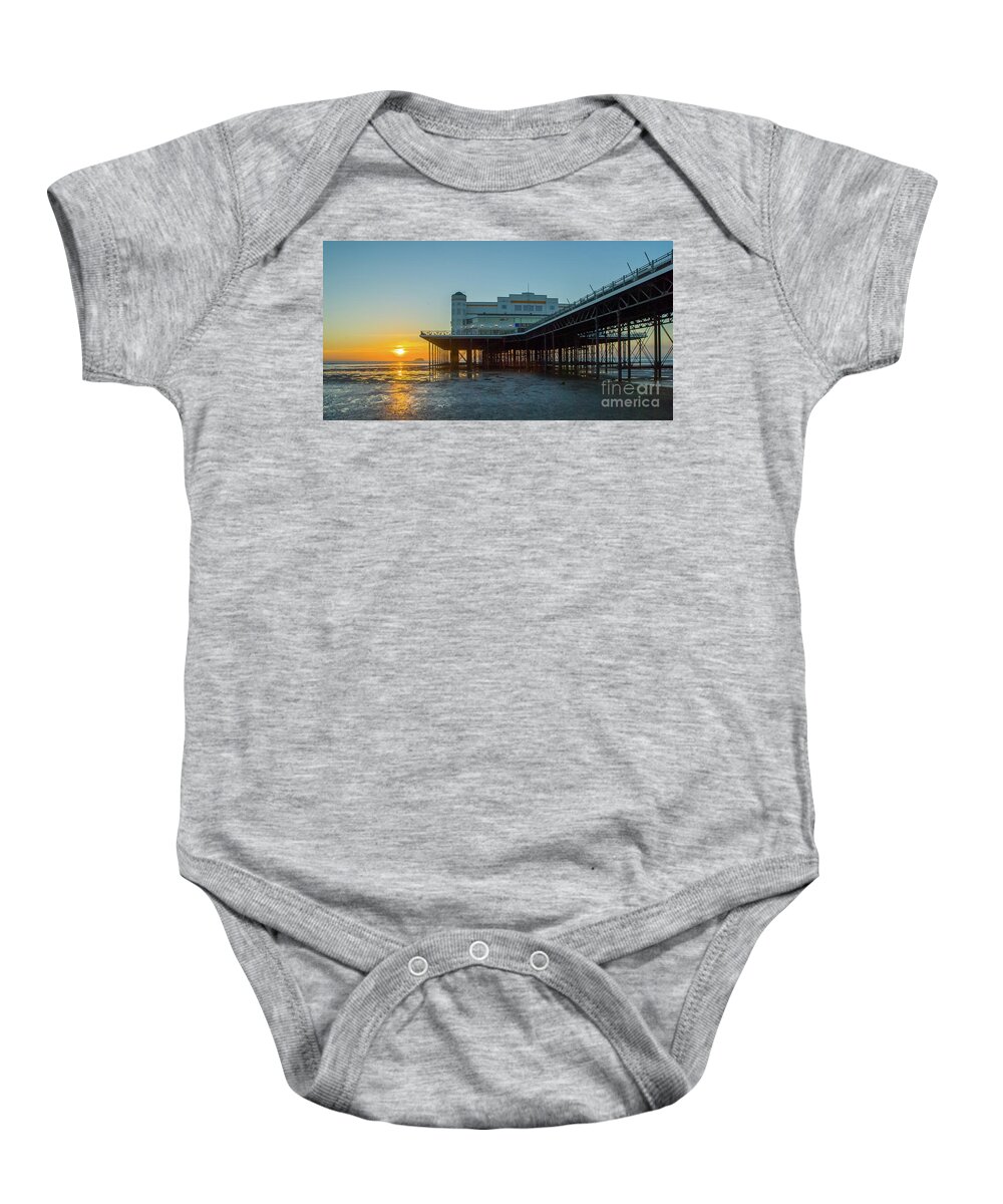 Wsm Baby Onesie featuring the photograph Old Pier, Weston Super Mare #1 by Colin Rayner