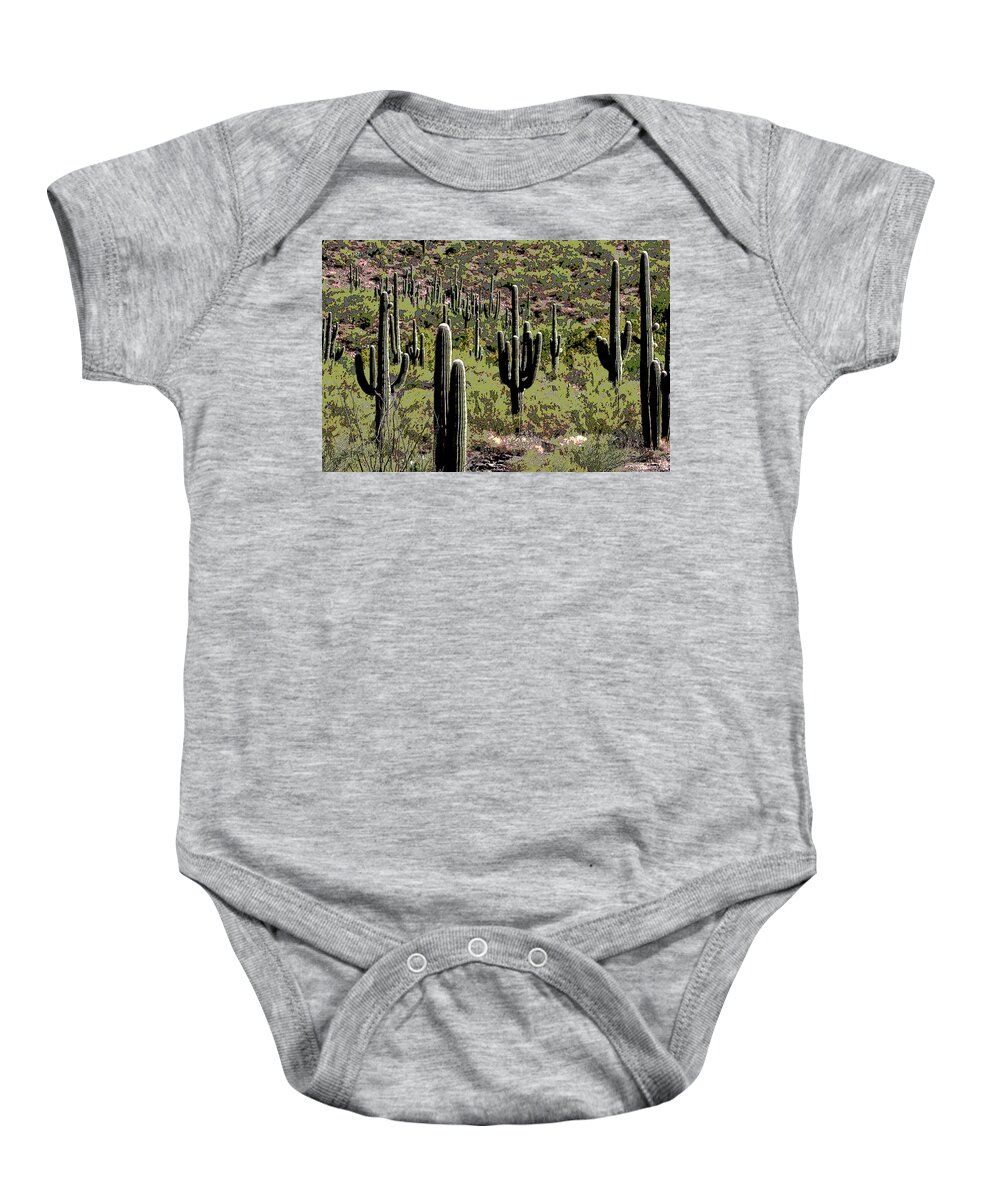 Saguaro Forest Baby Onesie featuring the digital art Saguaro Forest #1 by Tom Janca