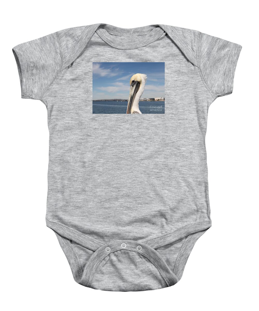 San Diego Baby Onesie featuring the photograph San Diego Pelican #1 by Henrik Lehnerer