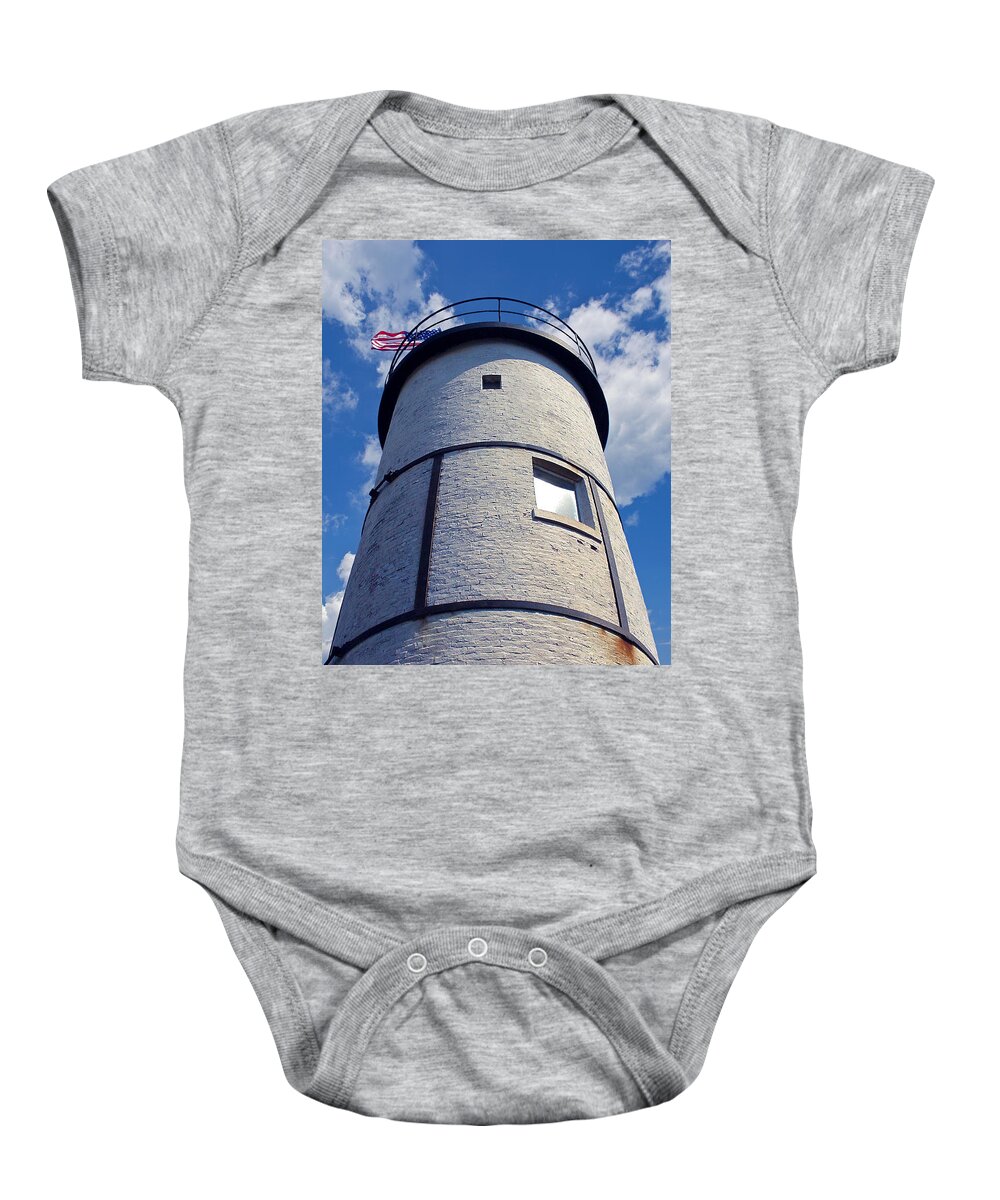  Sandy Neck Baby Onesie featuring the photograph Sandy Neck Lighthouse #1 by Charles Harden