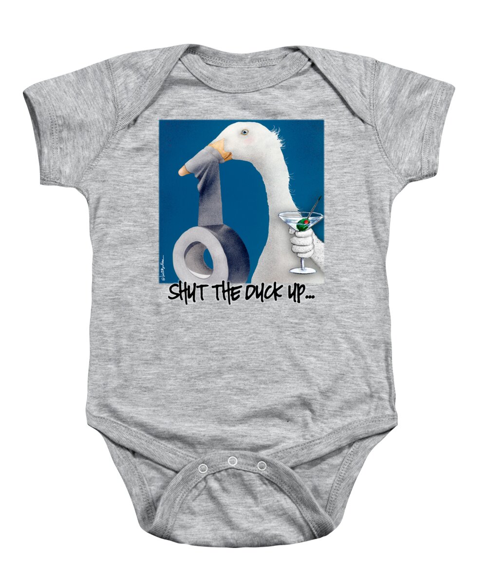 Will Bullas Baby Onesie featuring the painting Shut The Duck Up... #3 by Will Bullas