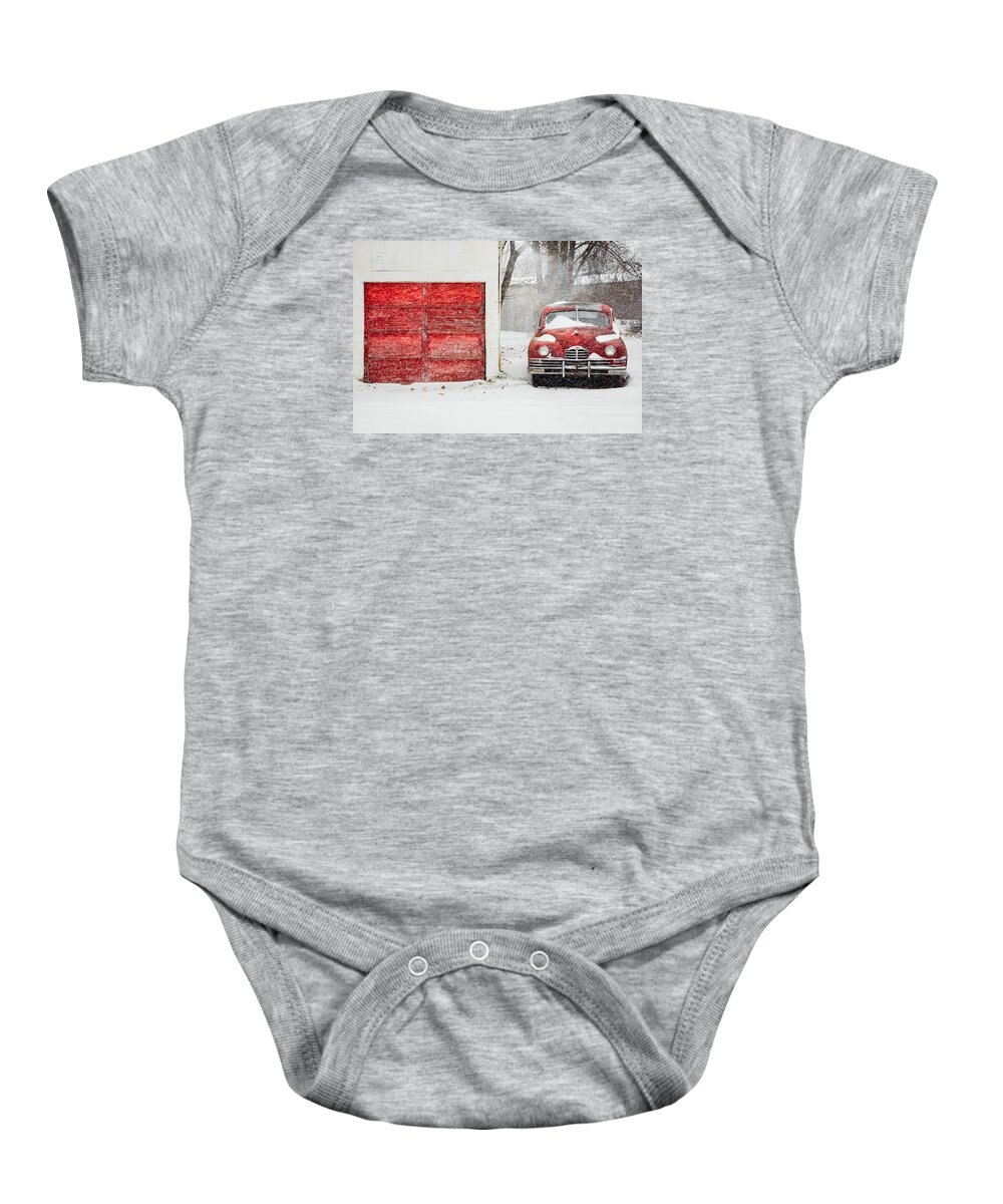 Red Baby Onesie featuring the photograph Snowed In #1 by Todd Klassy