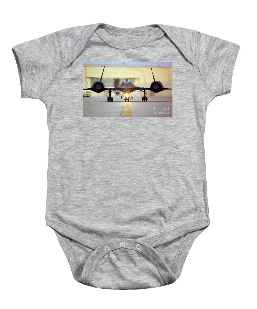 Science Baby Onesie featuring the photograph Sr-71 Blackbird, 1990s #1 by Science Source