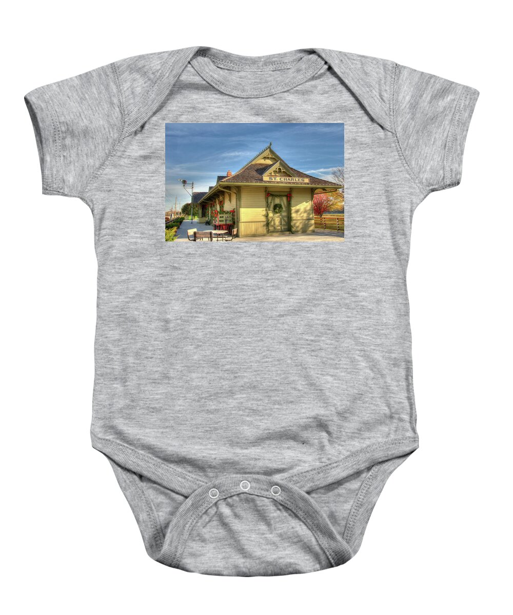 Depot Baby Onesie featuring the photograph St. Charles Depot 3 by Steve Stuller
