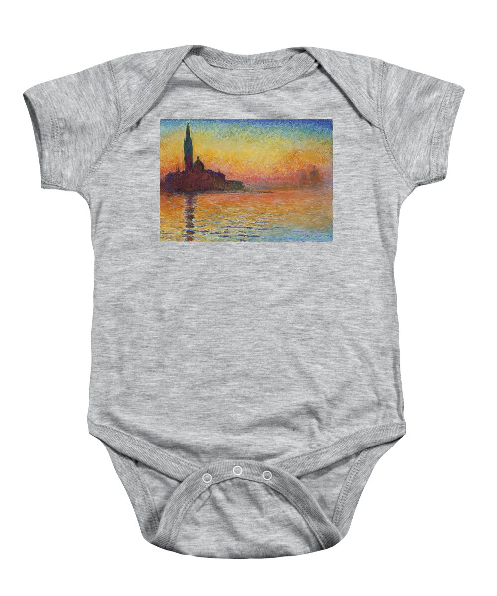 Sunset In Venice Baby Onesie featuring the painting Sunset in Venice #2 by Celestial Images