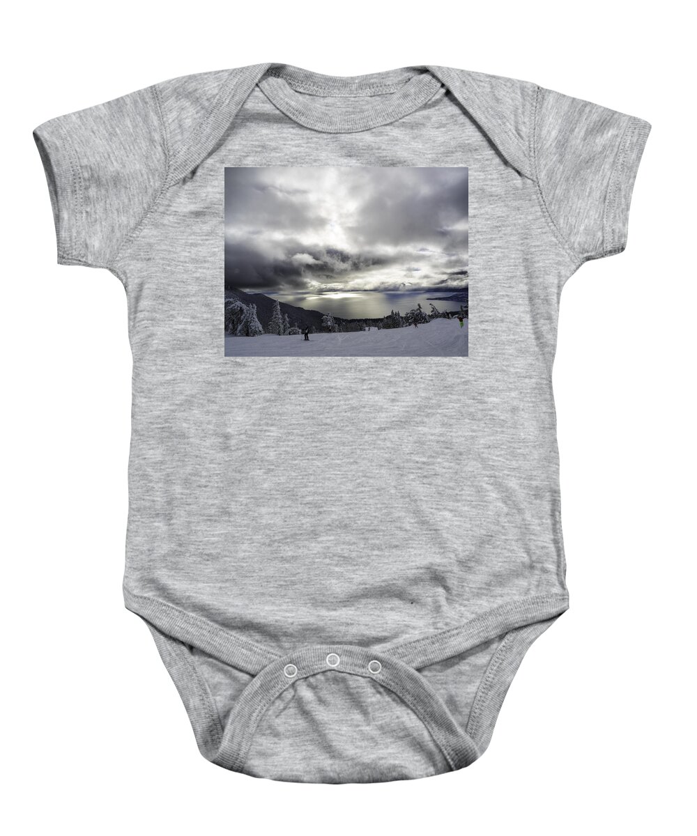 Sunset Storm Light Baby Onesie featuring the photograph Sunset Storm Light #1 by Martin Gollery