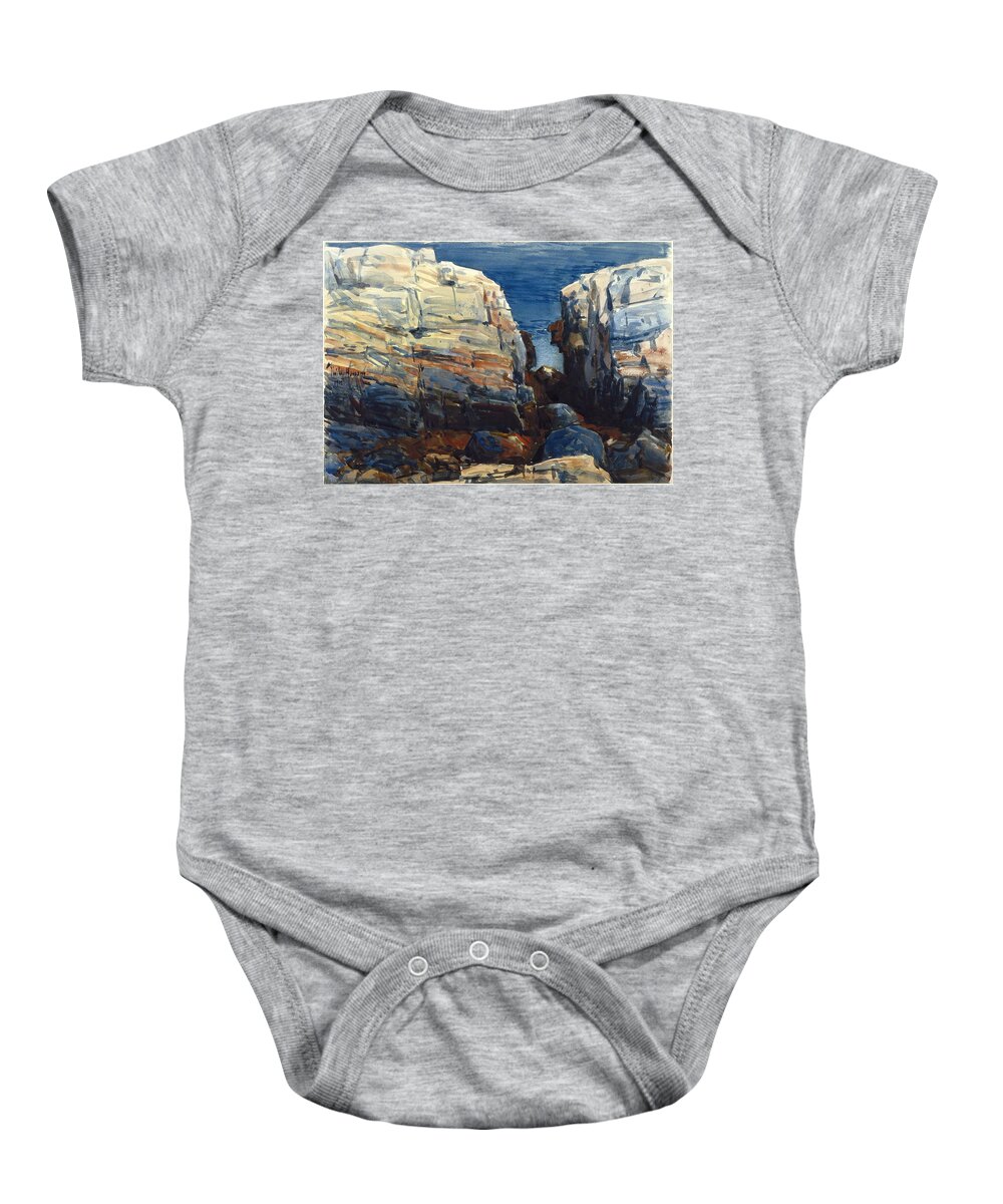 Frederick Childe Hassam (american Baby Onesie featuring the painting The Gorge Appledore #1 by MotionAge Designs