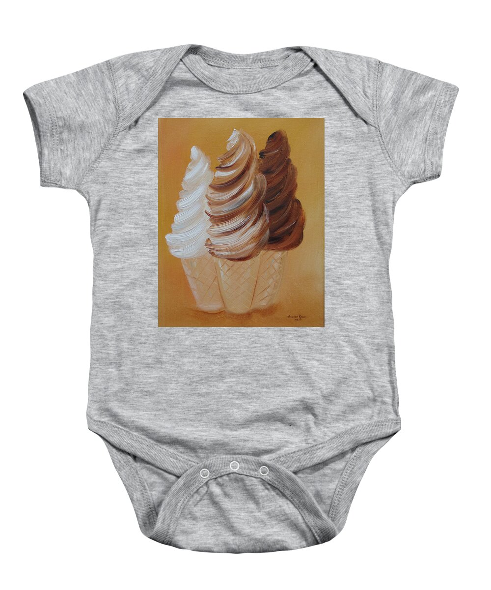 Ice Cream Baby Onesie featuring the painting The Mediator by Judith Rhue