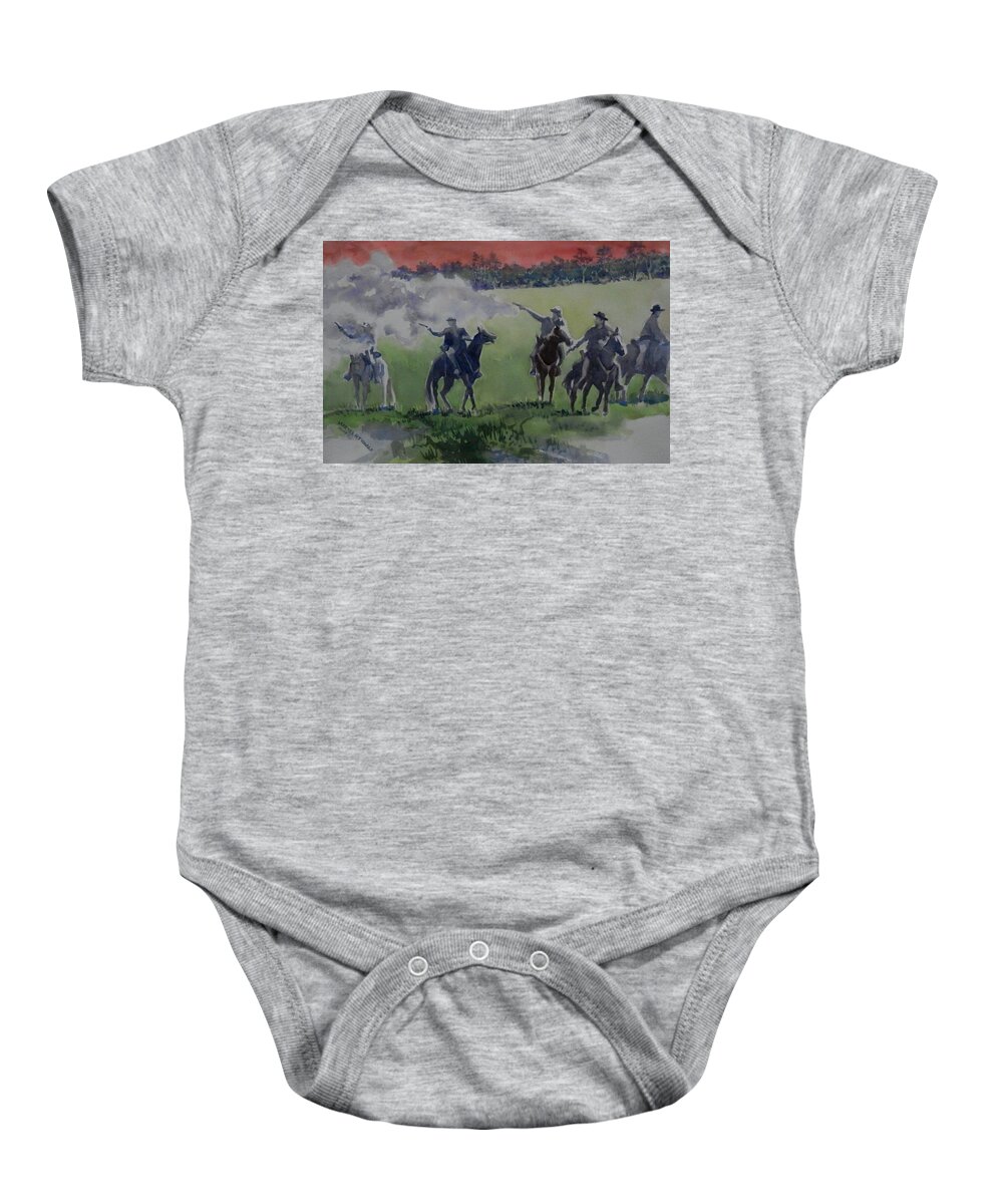 Civil War Enactment Baby Onesie featuring the painting War Sky #1 by Martha Tisdale