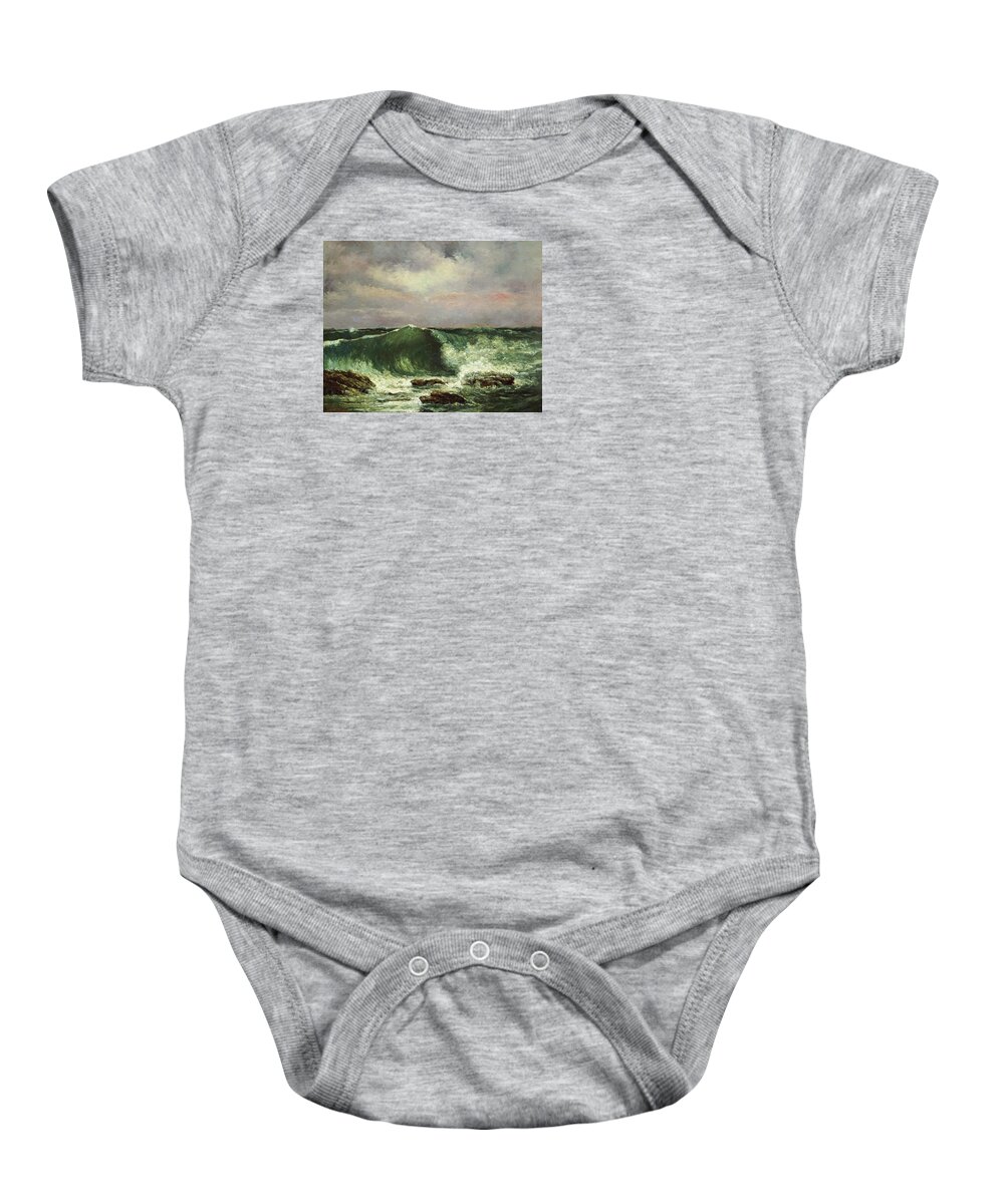 Gustave Courbet Baby Onesie featuring the painting Waves #6 by Gustave Courbet