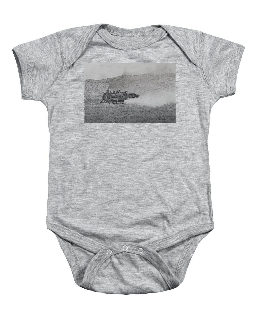 Train Baby Onesie featuring the drawing Whoo Whoo #1 by Quwatha Valentine