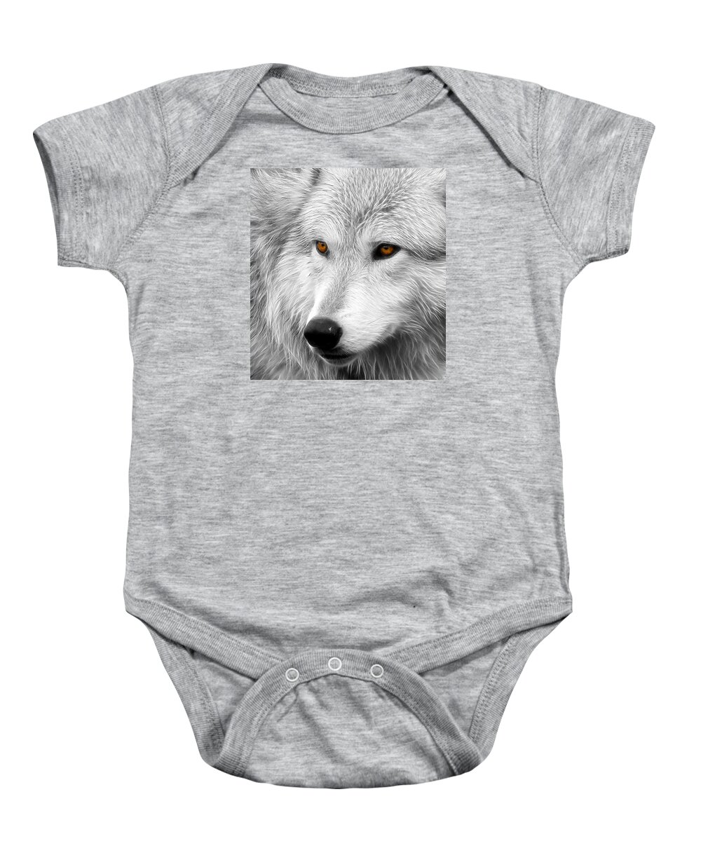 Wolf Baby Onesie featuring the photograph Wolf #2 by Steve McKinzie