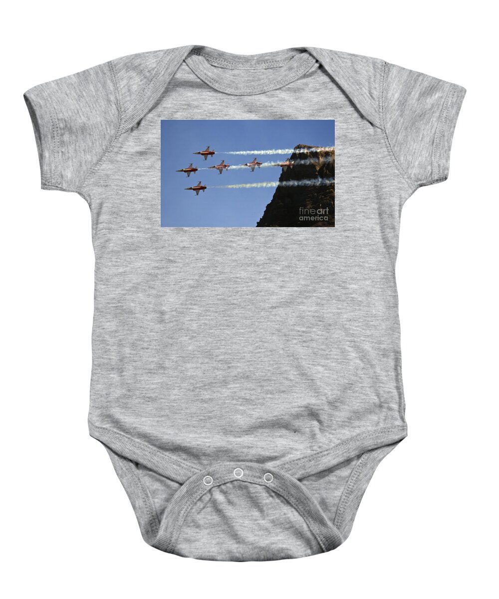Patrouille Suisse Baby Onesie featuring the photograph Patrouille Suisse #10 by Ang El