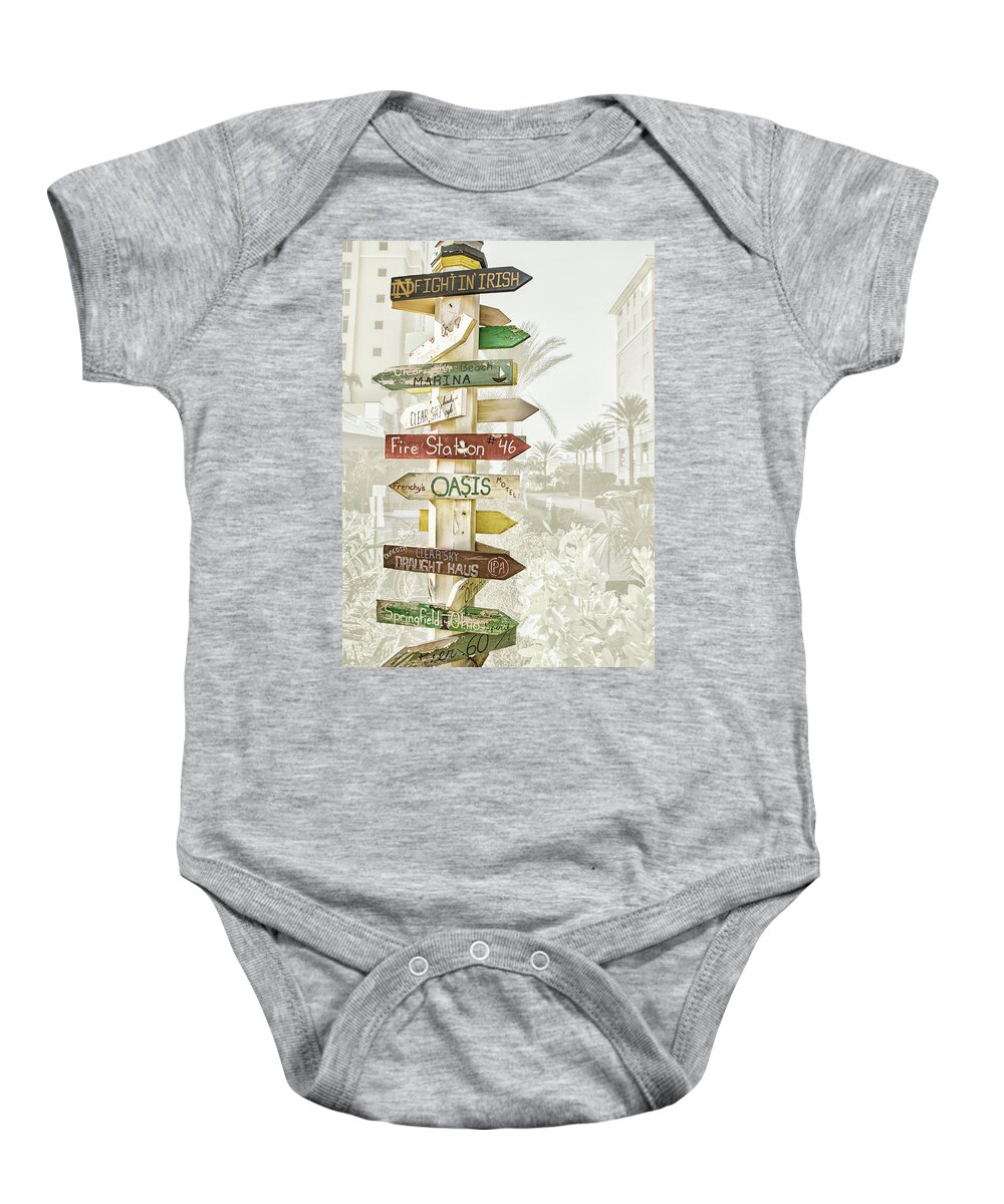 Sign Baby Onesie featuring the photograph 10868 Which Way by Pamela Williams