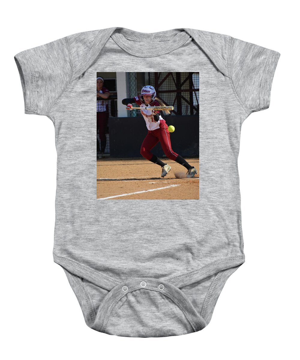 Sports Baby Onesie featuring the photograph 11 Bunts by Mike Martin