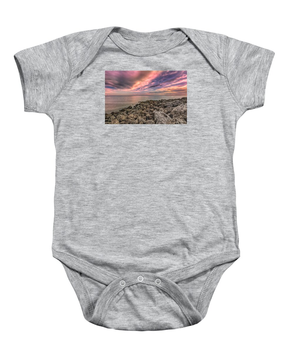 Naples Baby Onesie featuring the photograph Sunst over the Ocean #11 by Peter Lakomy