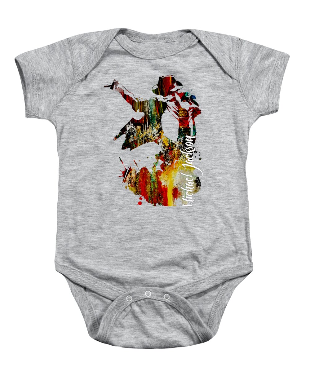 Michael Jackson Art Baby Onesie featuring the mixed media Michael Jackson Collection #15 by Marvin Blaine