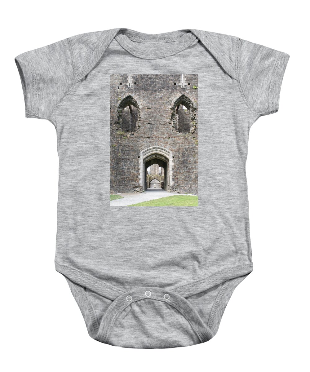 Architecture Baby Onesie featuring the digital art Caerphilly Castle #14 by Carol Ailles