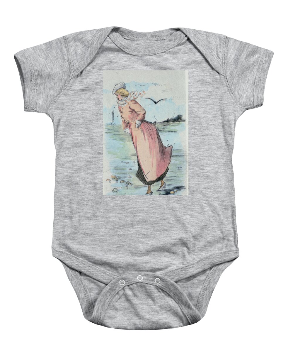 1888 Baby Onesie featuring the drawing 1888 Paris France Fashion Drawing by Movie Poster Prints